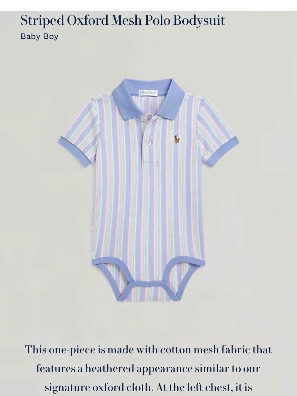 Ralph Lauren Pastel Striped Polo Baby Bodysuit